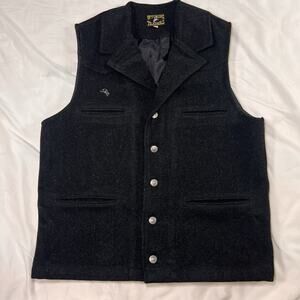 Wyoming Traders Buckaroo Vest Men’s Size M Charcoal Black Wool Western Cowboy